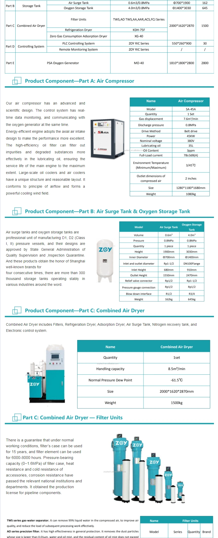 High Pure O2 Generator Oxygen Making Machine Gas Filling Machine Plant for Hospital and Home Use